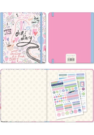 2026 Dikey Haftalık Ajanda 12 Aylık Sert Kapak 18x20 Cm - Çok Renkli Sketch