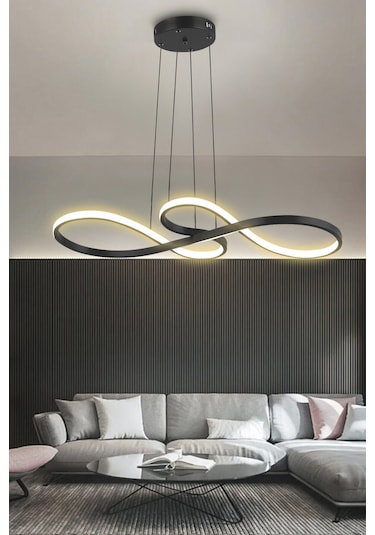 Yol Modern Sarkıt Mutfak, Balkon Led Avize - Kumandalı / Siyah Siyah