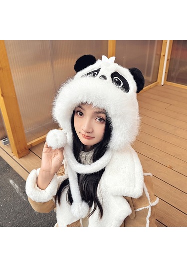 Şık Kışlık Polar Şapka, Kulaklıklı Kalın Ve Sıcak Polar Şapka, Stil 14 Beyaz