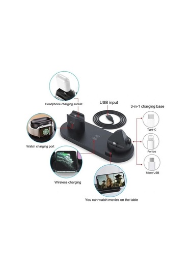 Daytona Bw06-s Kablosuz 6'lı Şarj Standı,siyah