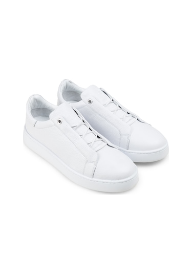 Deery Erkek Hakiki Deri Beyaz Gizli Bağcıklı Sneaker Ayakkabı - 04444mbyze01