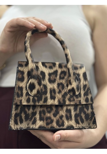 Biçomi Luxe Leopar Cilt Çanta Vizon