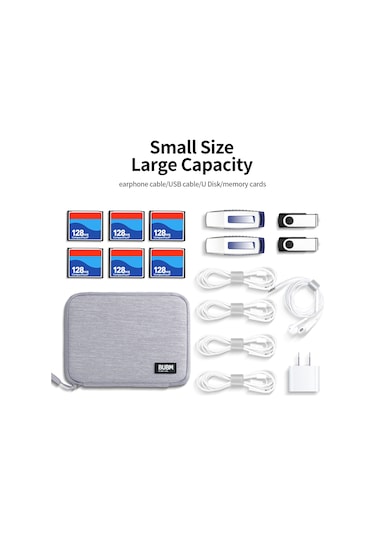 Yifomall Bubm Dıss-pvc Gri Dijital Saklama Çantası - Hafif Mini, Veri Kablosu, Kulaklık, Usb, Hafıza Kartı Birleşik Depolama Çantası Gri