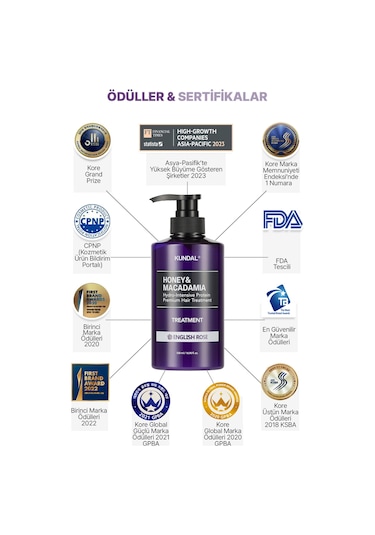 Yoğun Nemlendirici Ve Besleyici Saç Kremi Kundal Honey & Macadamia Protein Treatment English Rose