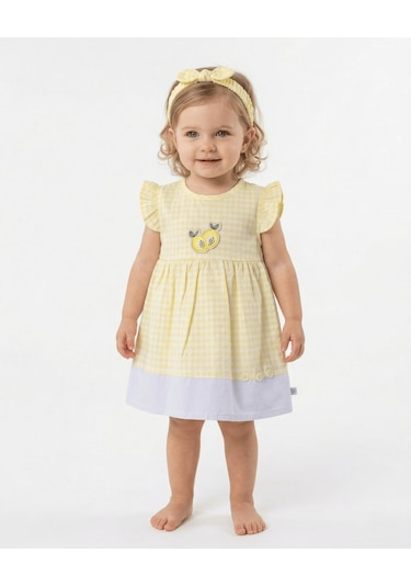 S-Mall Caramell Bebek Elbisesi - Bandanalı - Elb6094 - Lemon - Sarı