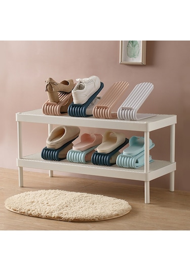 Kosona Gri İki Katlı Ayarlanabilir Ayaklık Depolama Rahati - Ev Ve Dormitory İçin Organize Edici Terlik/spor Ayakkabı Rafı Diğer