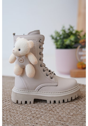 Daxtors D006 Günlük Ortopedik Ayıcıklı Kız Çocuk Botu Krem