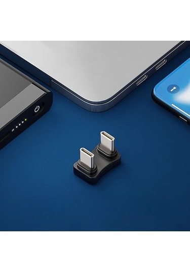 Type-c To Type-c 180 Dirsek Adaptör 65w Hızlı Şarj & 480mbps Veri Aktarımı Erkek - Erkek Uçlu