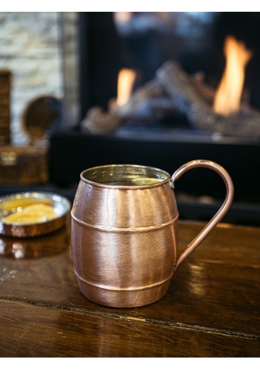 Bakır Bardak Fıçı Model Mat Bakır Renk