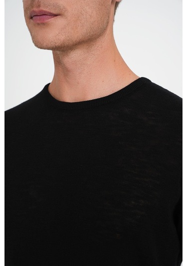 Comfort Fit Bisiklet Yaka Kısa Kol Spor Siyah Triko Tr 881 Siyah