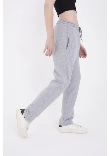 Soonaksesuar Oversize Boru Paça Baskılı Eşofman Pantolon - Gri Gri