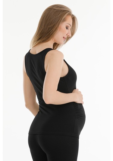 Hamile Modal Atlet Kalın Askılı Siyah