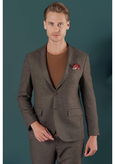 C 658 Slim Fit Kahve Spor Ceket Kahverengi