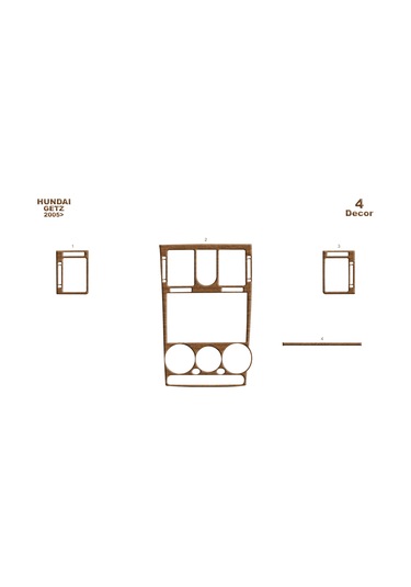 Hyundai Getz Konsol-torpido Kaplama 2005-2010 4 Parça-açık Meşe Seçenekler