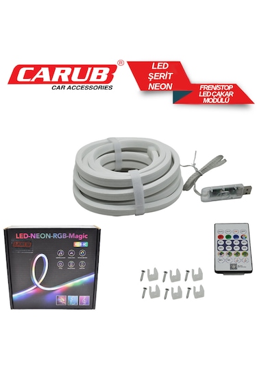 Carub Usb Şerit Neon Led Elastik 5mt Rgb Kumandalı Telefon Ayarlı