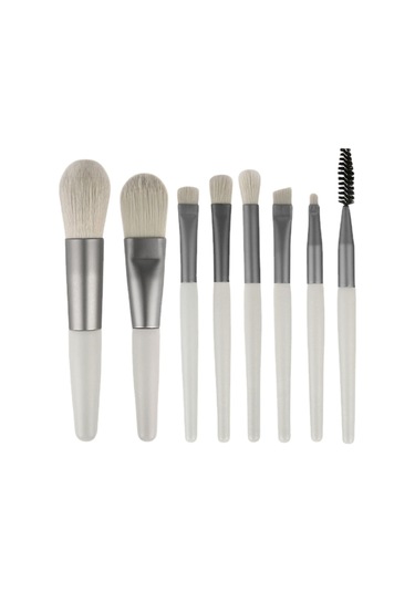 Mufunye Makyaj Fırçası Seti, Mini Taşınabilir, Yumuşak Kıllar, Gri
