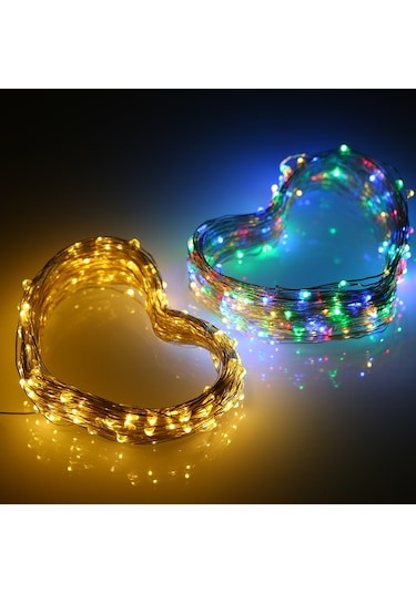 Kosona Güneş Enerjili Bakır Tel Işık Zinciri 10m 100 Led 6w 8 Işık Modu Islak Beyaz Bahçe Çiçek Aydınlatması