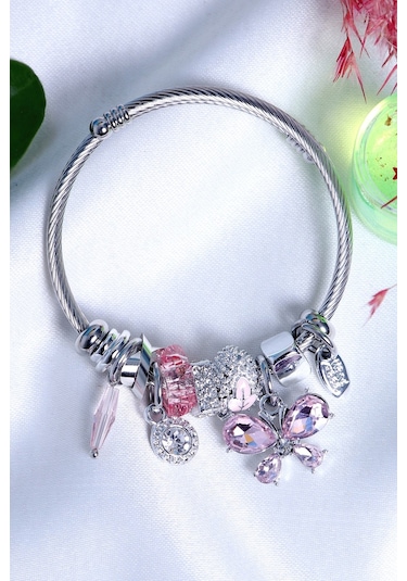 Bhs Life Kadın Charmlı Bileklik Kelebek Çelik Bileklik Çelik