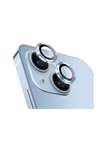 Apple Uyumlu iPhone 14 Metal Çerçeveli 2'li Kamera Lens Koruyucu-MAVİ