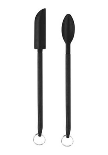 Siyah Mini Spatula Teleskopik Isıya Dayanıklı Ergonomik Saplı Mutfak Şişeleri Küçük Silikon Spatula Minik Kazıyıcı