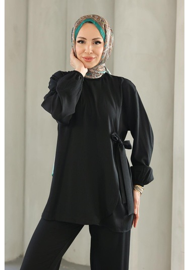 Bağlama Detaylı Takım Siyah Siyah