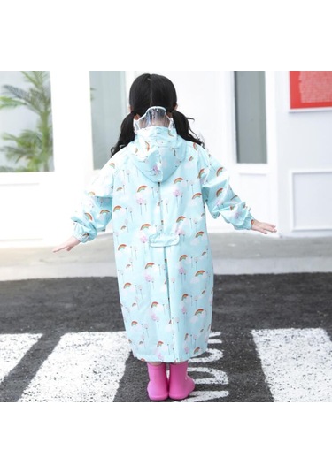 Karikatür Çocuk Suya Dayanıklı Yağmurluk Mavi