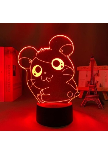 Szypzstore Trotting Hamtaro Anime 3d Gece Lambası Erkek Için 16 Renk Kız Odası Dekoru Illusion Led Lamba Usb Manga Trotting Hamtaro Figürü Uygun Çocuklar Hayranlar Yılbaşı Hediyeleri 3d4kpm Renkli