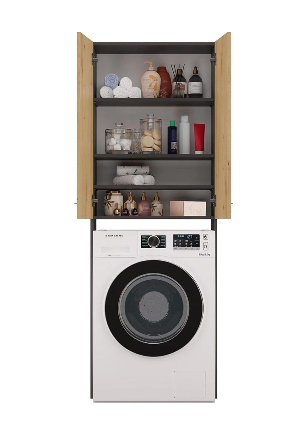 Ruken Banyo Dolabı-çok Amaçlı-çamaşır Makinesi Dolabı Antrasit