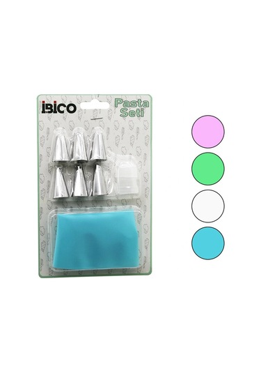 8pcs Pasta Süsleme Seti 1ad-krema Torbası - 6ad-metal + 1ad-plastik Uç Çok Renkli