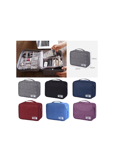 Yifomall Siyah Elektronik Aletler Çantası - Kablolar, Powerbank, Usb, Kulaklık Ve Dijital Aksesuarlar İçin Taşınabilir Depolama Çantası