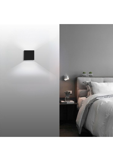 Hombey Alüminyum Led Duvar Lambası - Modern Tasarım - 6w Beyaz Işık 6500k - Koridor/oda/ Salon Uygun Siyah