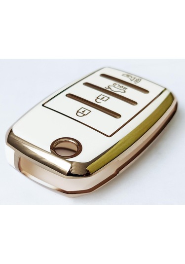 Kia Rio Uyumlu Ceed Picanto Anahtar Kumanda Kılıfı Oto Anahtarlık Beyaz 4 Tuşlu