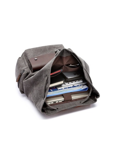 Canvas Leisure Backpack Computer Bag Student School Bag Navy Mavi