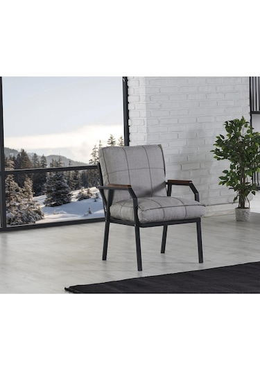 Mygusi Hayal Balkon, Bahçe, Cafe - Metal Kanepe Koltuk Takımı 2+1+1 Sehaplı Açık Gri