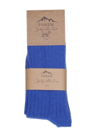 Fonem Kadın Likralı Derby Yünlü Çorap Fo 8004 Saks Mavisi Saks Mavi