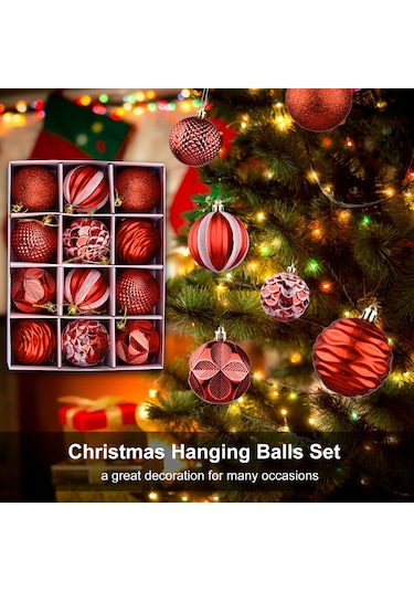 Qingmipy 12 Adet 6cm Pvc Noel Ağaç Dékorasyonu, Rose Gold Renkli Asılı Noel Topları, Noel Sokak Ve Ev Dekoru