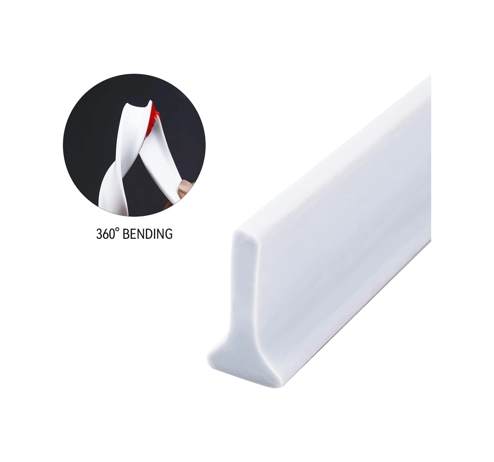 Yuntech01 Silikon Banyo Su Engelleme Şeridi, Otomatik Yapışkan, Su Geçirmez, Duş Alani İçin, 200 Cm Beyaz, Yüksek Kaliteli, Kolay Kurulum Gri