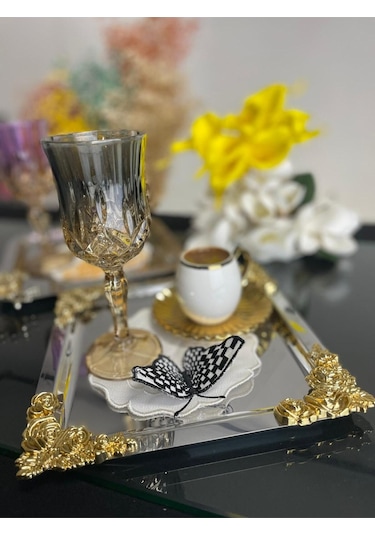 Plt Design 6'lı 3 Boyutlu Kelebek Desenli Nakış Işleme Keten Çay,kokteyl Ve Kahve Yanı Sunum Peçetesi Şeffaf