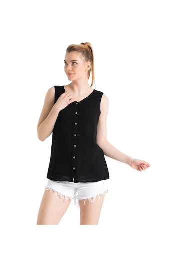 Kolsuz Müslin Melis Bluz Siyah Syh-siyah Siyah