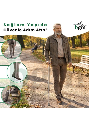 Baston Ayarlanabilir Denge Bastonu - Açık Gri - Alüminyum Yüksek Kalite