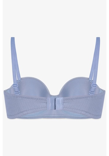 Kadın Dolgusuz Pamuklu Fitilli Straplez Sütyen Mavi