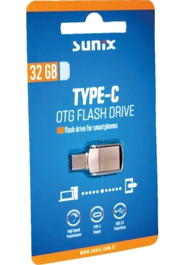 Sunix 32gb Type-c To Usb 3.0 Hızlı Usb Flash Bellek Otg Çift Griş