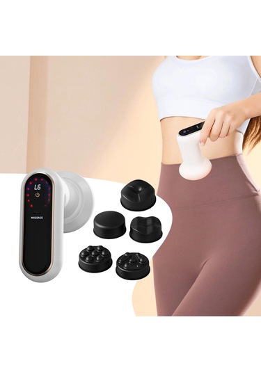 Suntek Mini Masaj Makinesi 5 Başlığı El Tipi Aleti Kol Vücut Beyaz