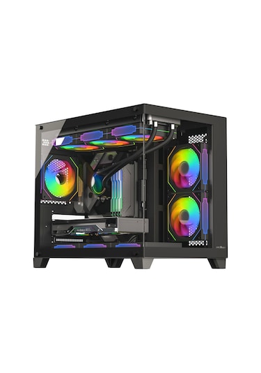 Teknoteg - James Donkey Stark S700 3xargb Temperli Cam 750w 80+ Bronze Matx Siyah Gaming Oyuncu Ka