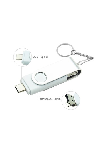 3 In 1 Otg Metal Usb Flash Sürücü Pendrive Usb Sopa Tipi C/mikro Usb Kalem Sliver 128gb Diğer