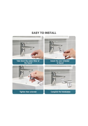 Youtek Aoresac 1440 Döner Musluk Uzatma Kolu - Çift Modlu Su Çıkışı, Kurulum Seti Dahil