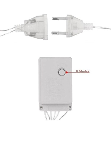 Sekizgen Led Işıklı Yılbaşı Saçak 10'lu Top Led 3 Metre 8 Fonksiyonlu Eklenebilir Dekoratif Yılbaşı Aydınlatma Günışığı