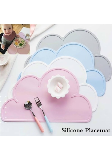 Gri Bulut Şekli Placemat Çocuk Plaka Mat Silikon Masa Pedi Su Geçirmez Isı Yalıtımı Ev Mutfak Pedleri Gri