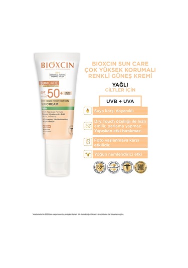 Bioxcin Sun Care Spf 50 Çok Yüksek Korumalı Renkli Güneş Kremi 50 ml Karma Ve Yağlı Cilt Tinted