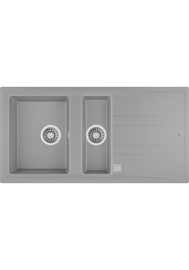 Teka Stone 60 B-Tg Bir Büyük Hazne Bir Küçük Hazne Ve Damlalıklı Tegranite Eviye - Metalik Gri - 115360007